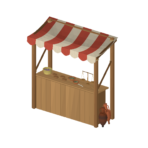 Low-poly Props 3D model: Agora Market Stall