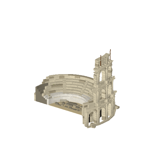 Low-poly Lot Structures 3D model: Amphitheater Segment