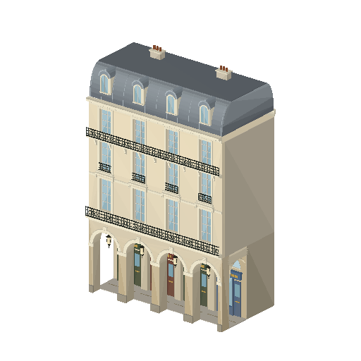Low-poly Towers & Civic 3D model: Arcade Colonnade 01