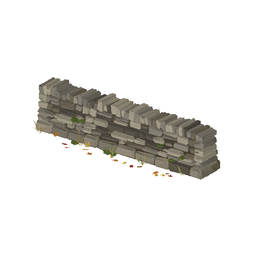 Low-poly Rocks 3D model: Autumn Drystone Wall