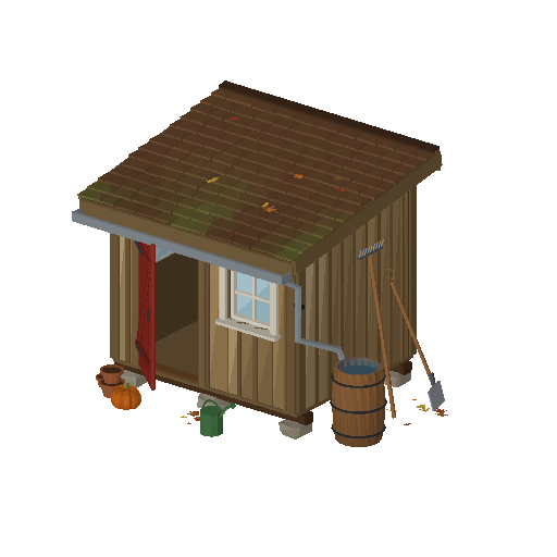 Low-poly Dwellings 3D model: Autumn Garden Shed