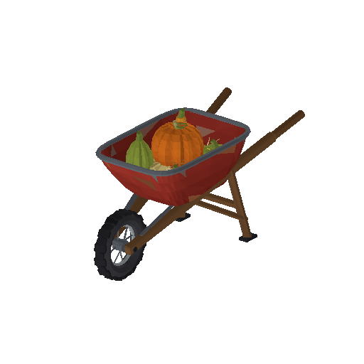 Low-poly Props 3D model: Autumn Wheelbarrow