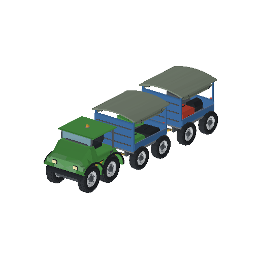 Low-poly Vehicles 3D model: Baggage Cart Train