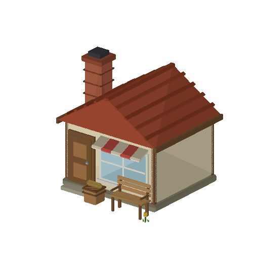 Low-poly Community 3D model: Bld Bakery 01