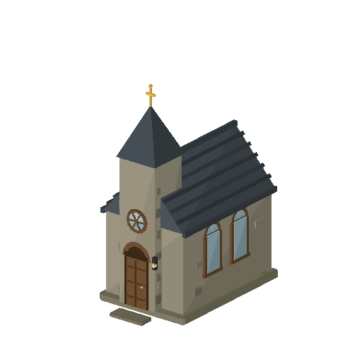 Low-poly Community 3D model: Bld Chapel 01