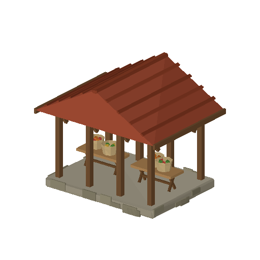 Low-poly Community 3D model: Bld Market Hall 01