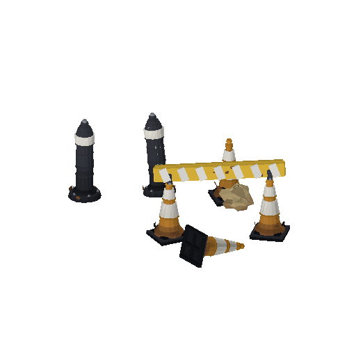 Low-poly Street Furniture 3D model: Bollard Cones 01