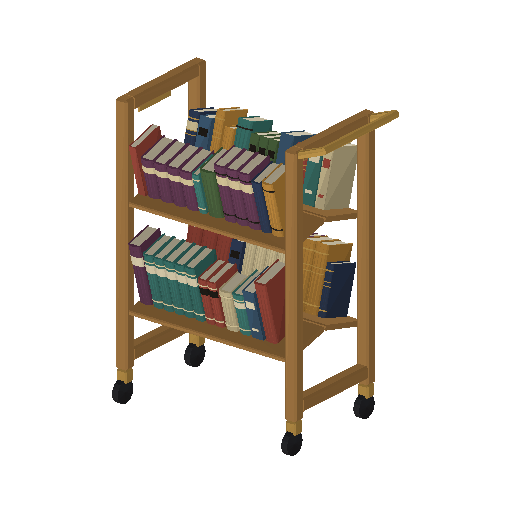 Low-poly Props 3D model: Book Cart