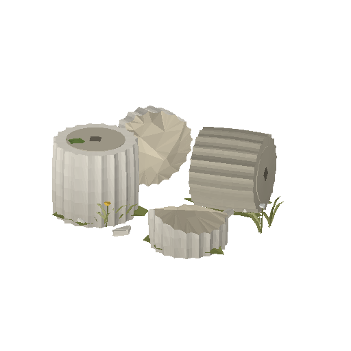 Low-poly Rocks 3D model: Broken Drum Scatter