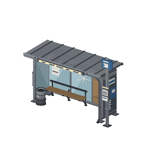 Low-poly Street Furniture 3D model: Bus Shelter 01
