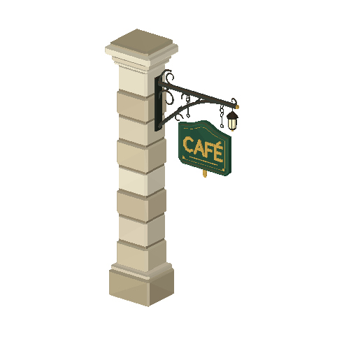 Low-poly Signage 3D model: Cafe Sign 01