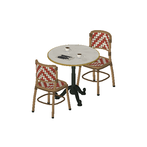 Low-poly Street Furniture 3D model: Cafe Table Set 01