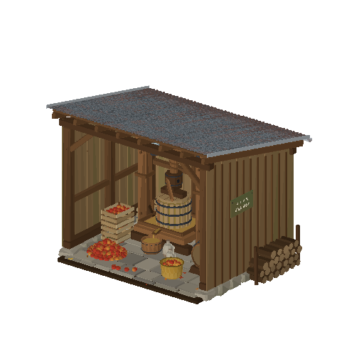 Low-poly Farm Structures 3D model: Cider Press Shed