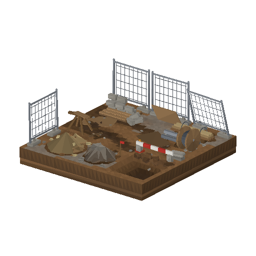 Low-poly Terrain 3D model: Construction Lot 01
