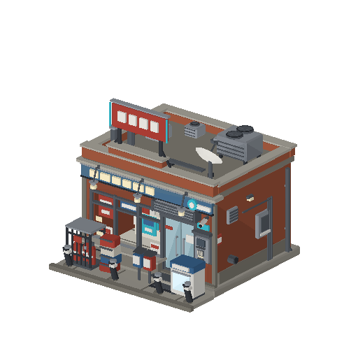 Low-poly Towers & Civic 3D model: Convenience Store 01