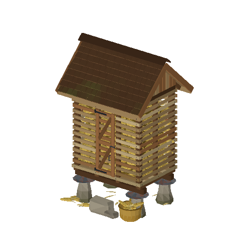 Low-poly Farm Structures 3D model: Corn Crib