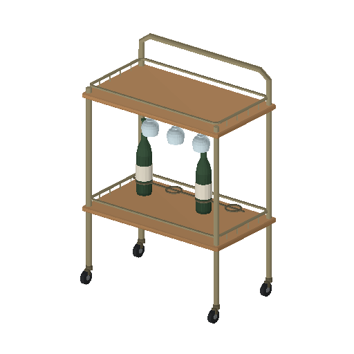 Low-poly Interiors 3D model: Dining Bar Cart