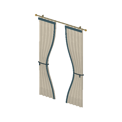 Low-poly Interiors 3D model: Dining Curtains