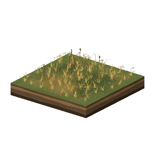 Low-poly Terrain 3D model: Dry Meadow Tile