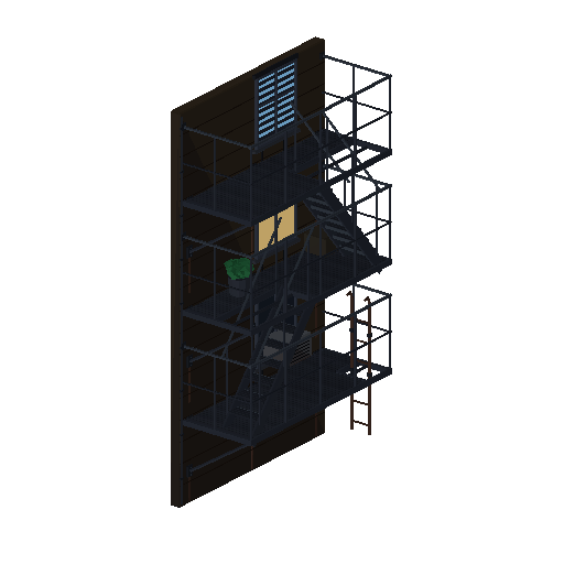 Low-poly Props 3D model: Fire Escape Module
