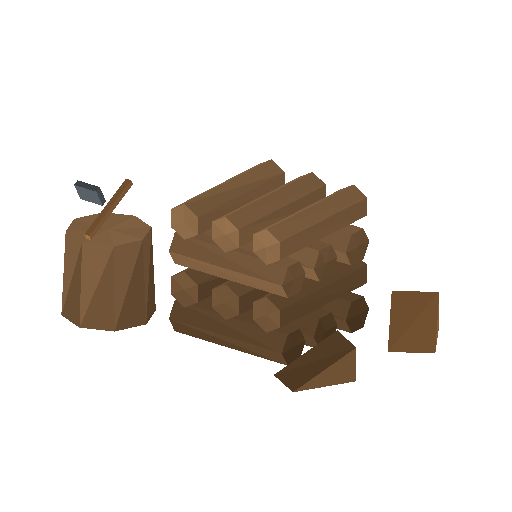 Low-poly Props 3D model: Firewood Stack 01