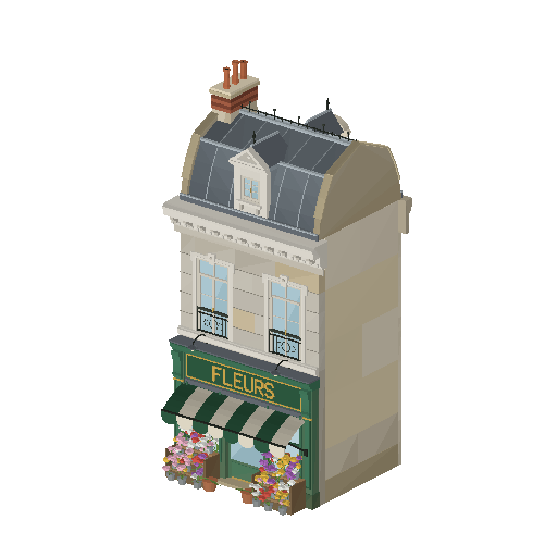 Low-poly Low & Mid-Rise 3D model: Fleuriste 01