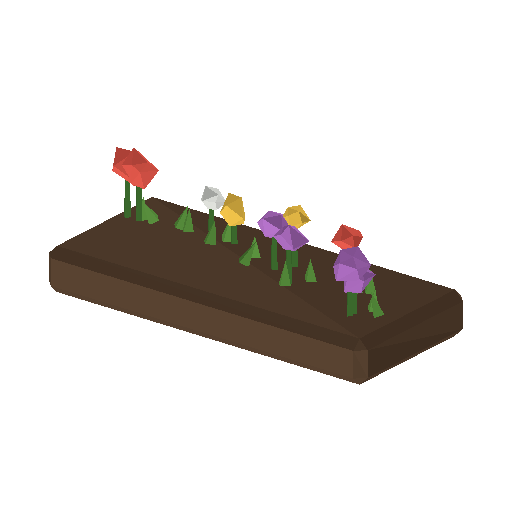 Low-poly Nature 3D model: Flower Bed 01
