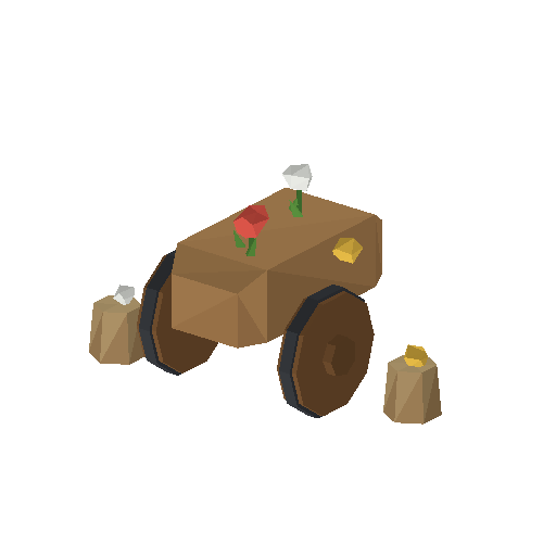Low-poly Props 3D model: Flower Cart 01