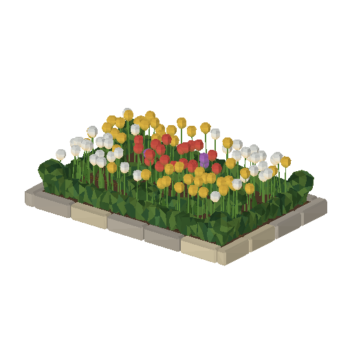 Low-poly Nature 3D model: Flower Parterre 01