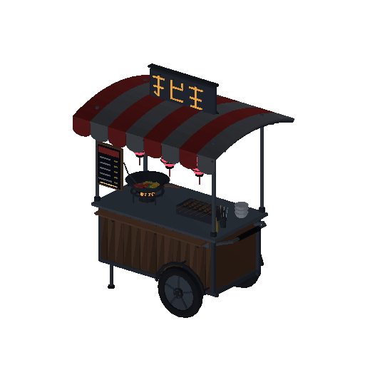 Low-poly Props 3D model: Food Cart