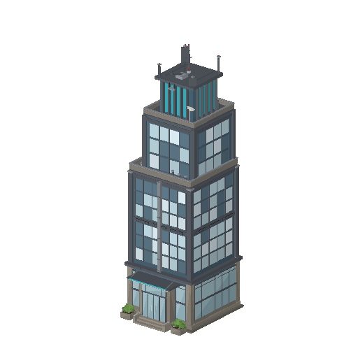 Low-poly Towers & Civic 3D model: Glass Skyscraper 01