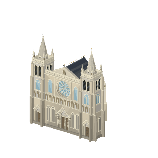 Low-poly Towers & Civic 3D model: Gothic Church 01