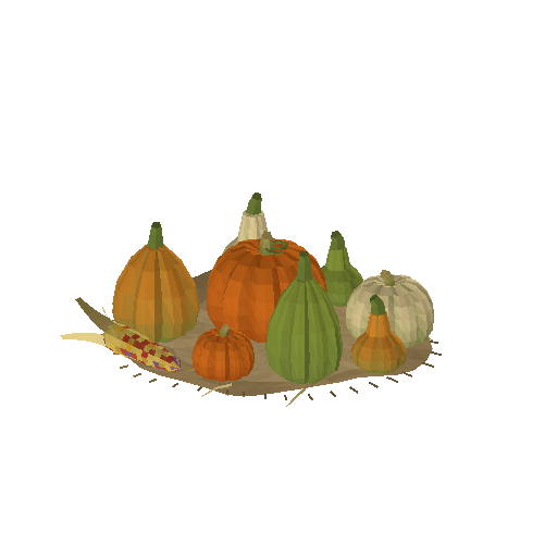 Low-poly Props 3D model: Gourd Squash Cluster