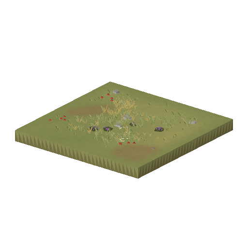 Low-poly Terrain 3D model: Grass Meadow Tile