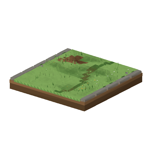 Low-poly Terrain 3D model: Grass Verge 01