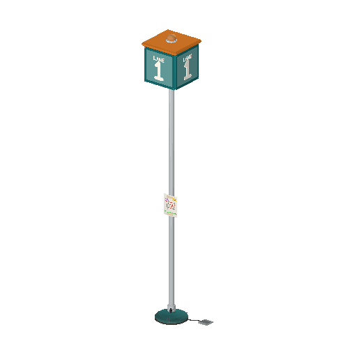 Low-poly Interiors 3D model: Sign Checkout Lane 1