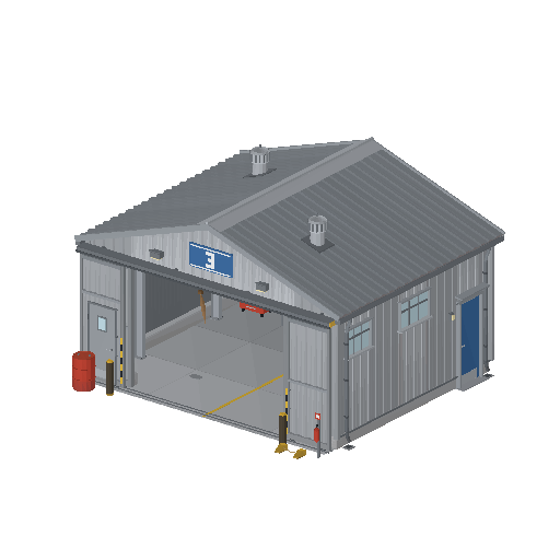 Low-poly Towers & Civic 3D model: Hangar