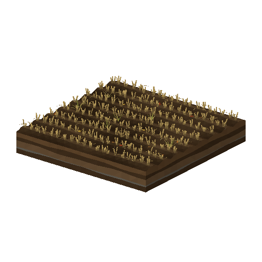 Low-poly Terrain 3D model: Harvested Stubble Field