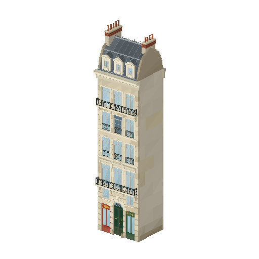 Low-poly Low & Mid-Rise 3D model: Haussmann Apartment 01