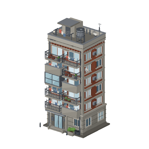 Low-poly Towers & Civic 3D model: Highrise Apartment 01