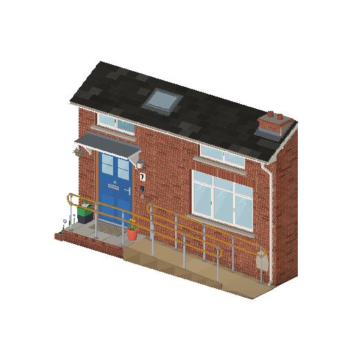 Low-poly Community 3D model: Step-Free Home Front
