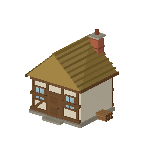 Low-poly Homes 3D model: Home Thatched House 01