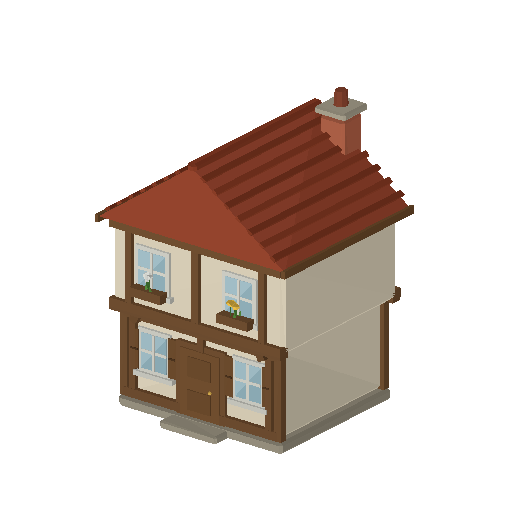 Low-poly Homes 3D model: Home Timber 2storey 01