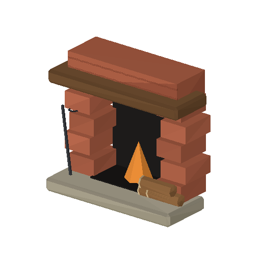 Low-poly Interiors 3D model: Int Fireplace 01