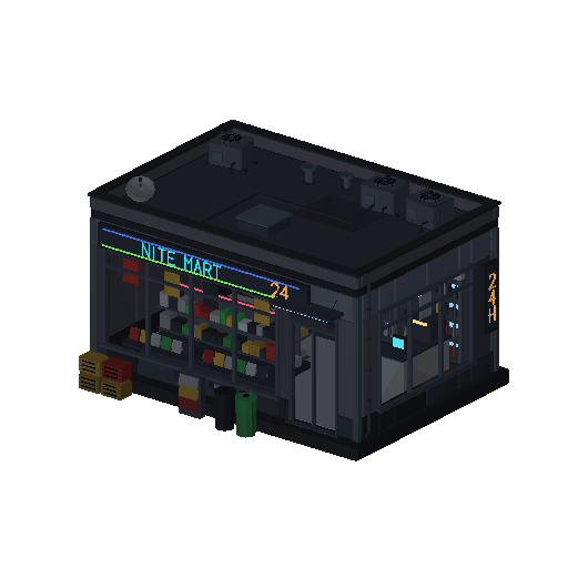 Low-poly Low & Mid-Rise 3D model: Konbini Store