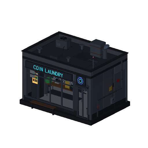 Low-poly Low & Mid-Rise 3D model: Laundromat