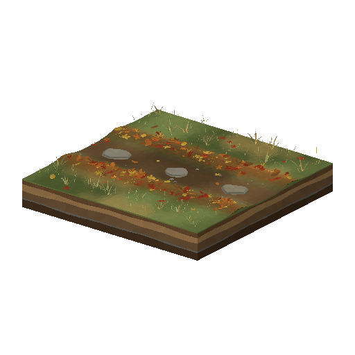 Low-poly Roads 3D model: Leaf Footpath