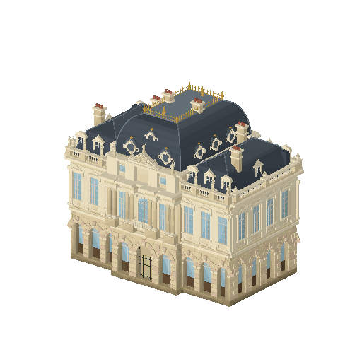 Low-poly Monuments 3D model: Louvre Pavilion 01