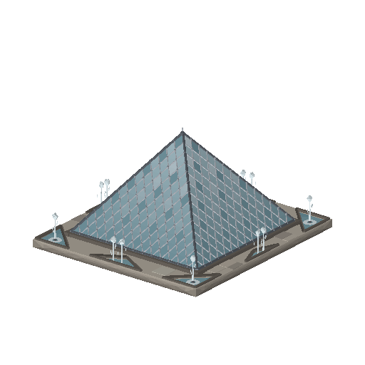 Low-poly Monuments 3D model: Louvre Pyramid 01