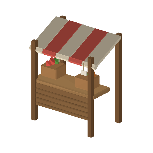 Low-poly Props 3D model: Market Stall 01
